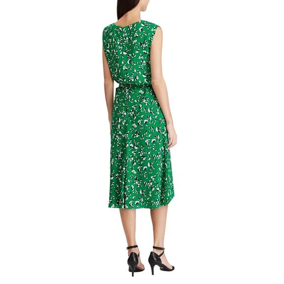 Lauren Ralph Lauren Womens Floral Georgette Dress Sz 10 Cap Sleeve *BELT MISSING - Picture 12 of 15